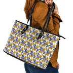Canterbury-Bankstown Bulldogs Leather Tote Bag Tropical Hibiscus Floral Seamless Rugby Mascot