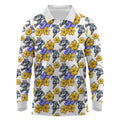 Canterbury-Bankstown Bulldogs Long Sleeve Polo Shirt Tropical Hibiscus Floral Seamless Rugby Mascot