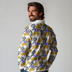 Canterbury-Bankstown Bulldogs Long Sleeve Polo Shirt Tropical Hibiscus Floral Seamless Rugby Mascot