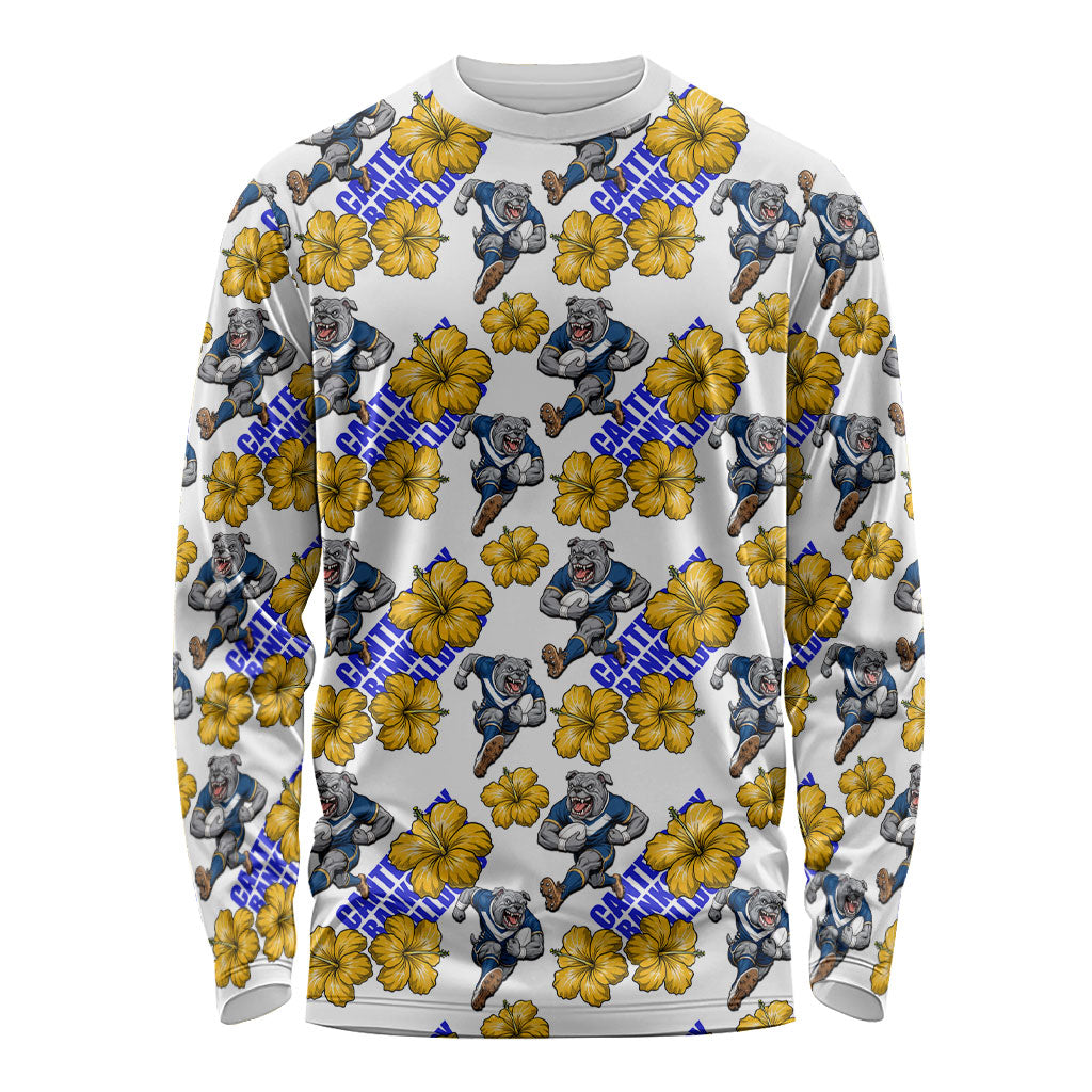 Canterbury-Bankstown Bulldogs Long Sleeve Shirt Tropical Hibiscus Floral Seamless Rugby Mascot