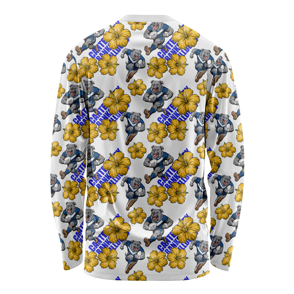 Canterbury-Bankstown Bulldogs Long Sleeve Shirt Tropical Hibiscus Floral Seamless Rugby Mascot
