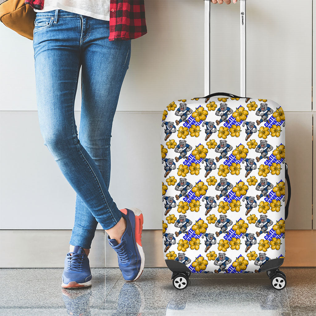 Canterbury-Bankstown Bulldogs Luggage Cover Tropical Hibiscus Floral Seamless Rugby Mascot