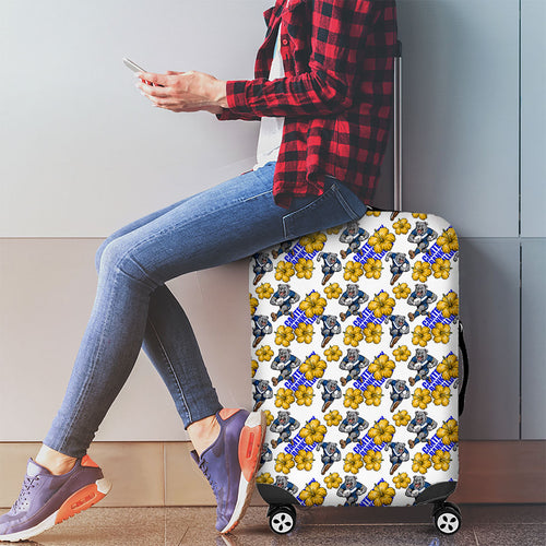 Canterbury-Bankstown Bulldogs Luggage Cover Tropical Hibiscus Floral Seamless Rugby Mascot