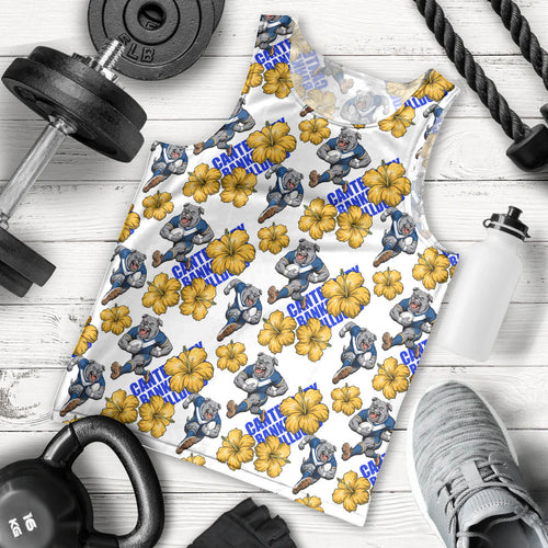 Canterbury-Bankstown Bulldogs Men Tank Top Tropical Hibiscus Floral Seamless Rugby Mascot