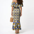 Canterbury-Bankstown Bulldogs Mermaid Dress Tropical Hibiscus Floral Seamless Rugby Mascot