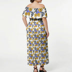 Canterbury-Bankstown Bulldogs Off Shoulder Maxi Dress Tropical Hibiscus Floral Seamless Rugby Mascot