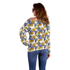 Canterbury-Bankstown Bulldogs Off Shoulder Sweater Tropical Hibiscus Floral Seamless Rugby Mascot