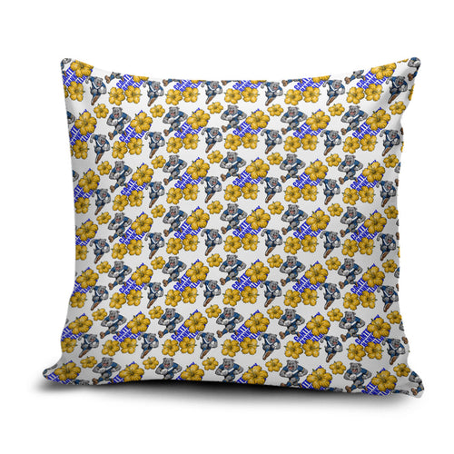 Canterbury-Bankstown Bulldogs Pillow Cover Tropical Hibiscus Floral Seamless Rugby Mascot