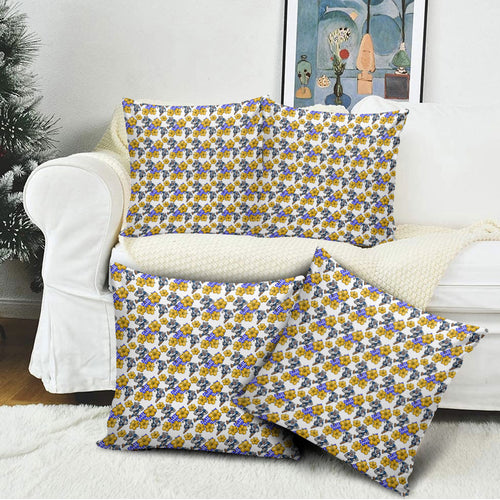 Canterbury-Bankstown Bulldogs Pillow Cover Tropical Hibiscus Floral Seamless Rugby Mascot