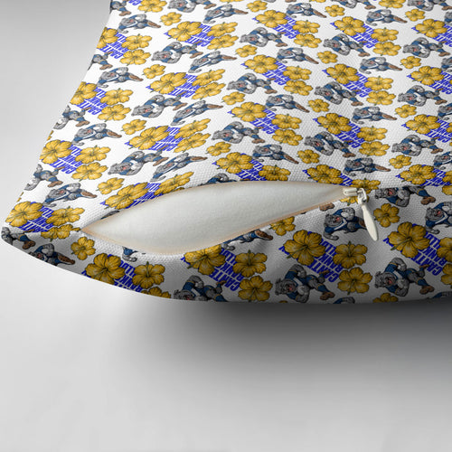 Canterbury-Bankstown Bulldogs Pillow Cover Tropical Hibiscus Floral Seamless Rugby Mascot
