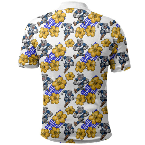 Canterbury-Bankstown Bulldogs Polo Shirt Tropical Hibiscus Floral Seamless Rugby Mascot