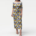 Canterbury-Bankstown Bulldogs Puletasi Tropical Hibiscus Floral Seamless Rugby Mascot