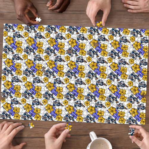Canterbury-Bankstown Bulldogs Puzzle Tropical Hibiscus Floral Seamless Rugby Mascot