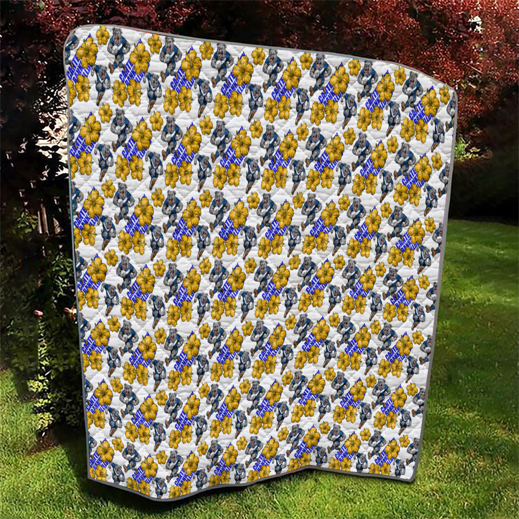 Canterbury-Bankstown Bulldogs Quilt Tropical Hibiscus Floral Seamless Rugby Mascot