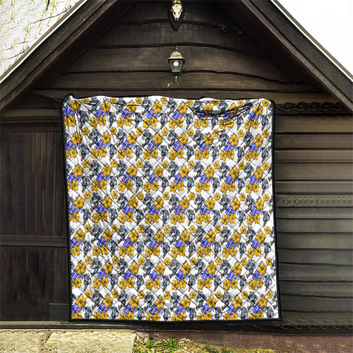 Canterbury-Bankstown Bulldogs Quilt Tropical Hibiscus Floral Seamless Rugby Mascot
