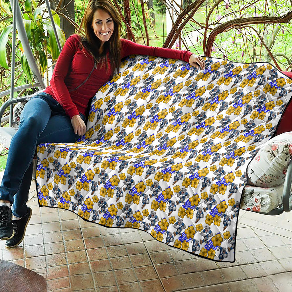 Canterbury-Bankstown Bulldogs Quilt Tropical Hibiscus Floral Seamless Rugby Mascot