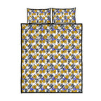 Canterbury-Bankstown Bulldogs Quilt Bed Set Tropical Hibiscus Floral Seamless Rugby Mascot