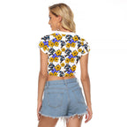 Canterbury-Bankstown Bulldogs Raglan Cropped T Shirt Tropical Hibiscus Floral Seamless Rugby Mascot
