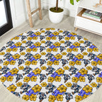 Canterbury-Bankstown Bulldogs Round Carpet Tropical Hibiscus Floral Seamless Rugby Mascot
