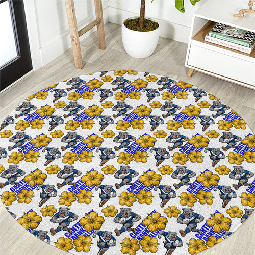 Canterbury-Bankstown Bulldogs Round Carpet Tropical Hibiscus Floral Seamless Rugby Mascot