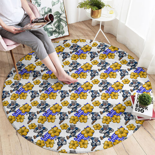 Canterbury-Bankstown Bulldogs Round Carpet Tropical Hibiscus Floral Seamless Rugby Mascot