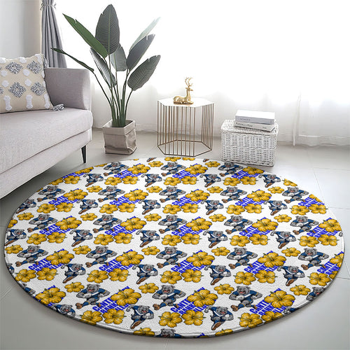 Canterbury-Bankstown Bulldogs Round Carpet Tropical Hibiscus Floral Seamless Rugby Mascot