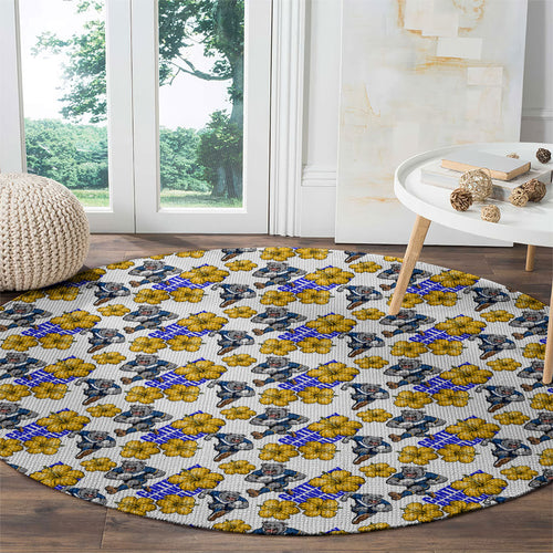 Canterbury-Bankstown Bulldogs Round Carpet Tropical Hibiscus Floral Seamless Rugby Mascot