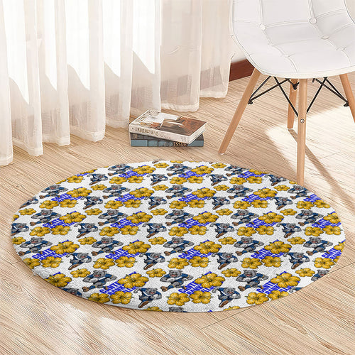 Canterbury-Bankstown Bulldogs Round Carpet Tropical Hibiscus Floral Seamless Rugby Mascot