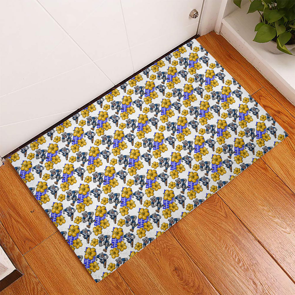 Canterbury-Bankstown Bulldogs Rubber Doormat Tropical Hibiscus Floral Seamless Rugby Mascot