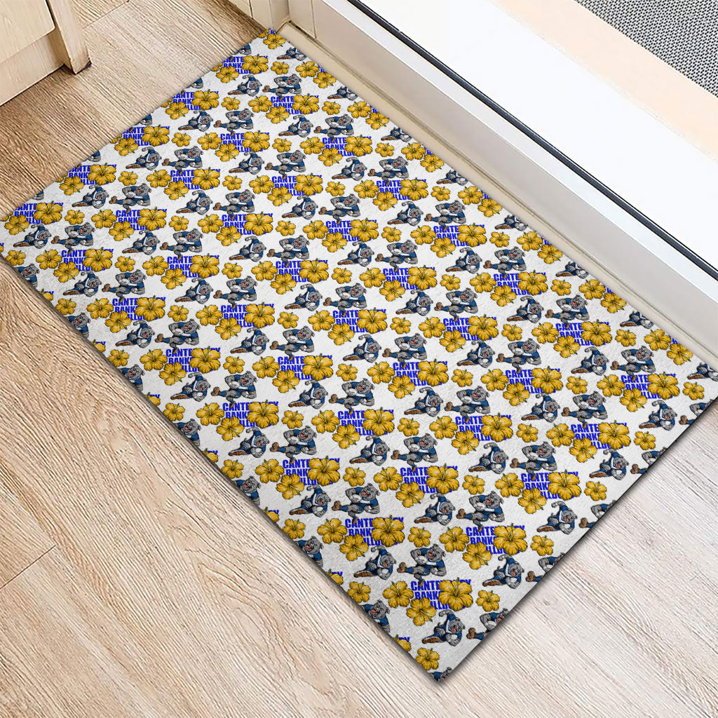 Canterbury-Bankstown Bulldogs Rubber Doormat Tropical Hibiscus Floral Seamless Rugby Mascot