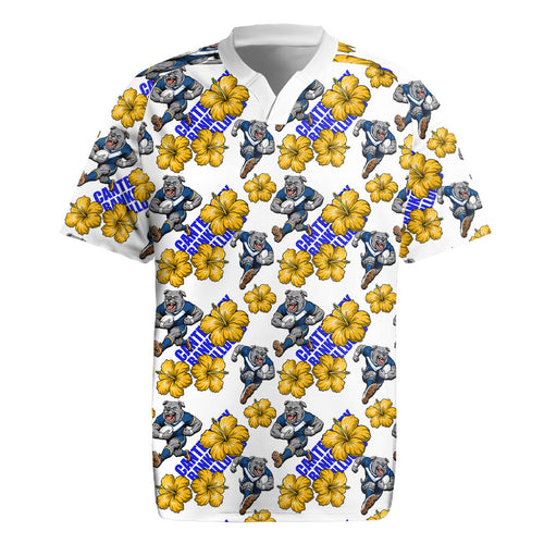 Canterbury-Bankstown Bulldogs Rugby Jersey Tropical Hibiscus Floral Seamless Rugby Mascot