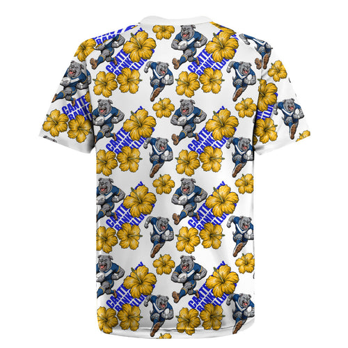 Canterbury-Bankstown Bulldogs Rugby Jersey Tropical Hibiscus Floral Seamless Rugby Mascot