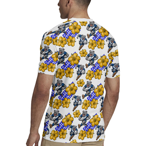 Canterbury-Bankstown Bulldogs Rugby Jersey Tropical Hibiscus Floral Seamless Rugby Mascot