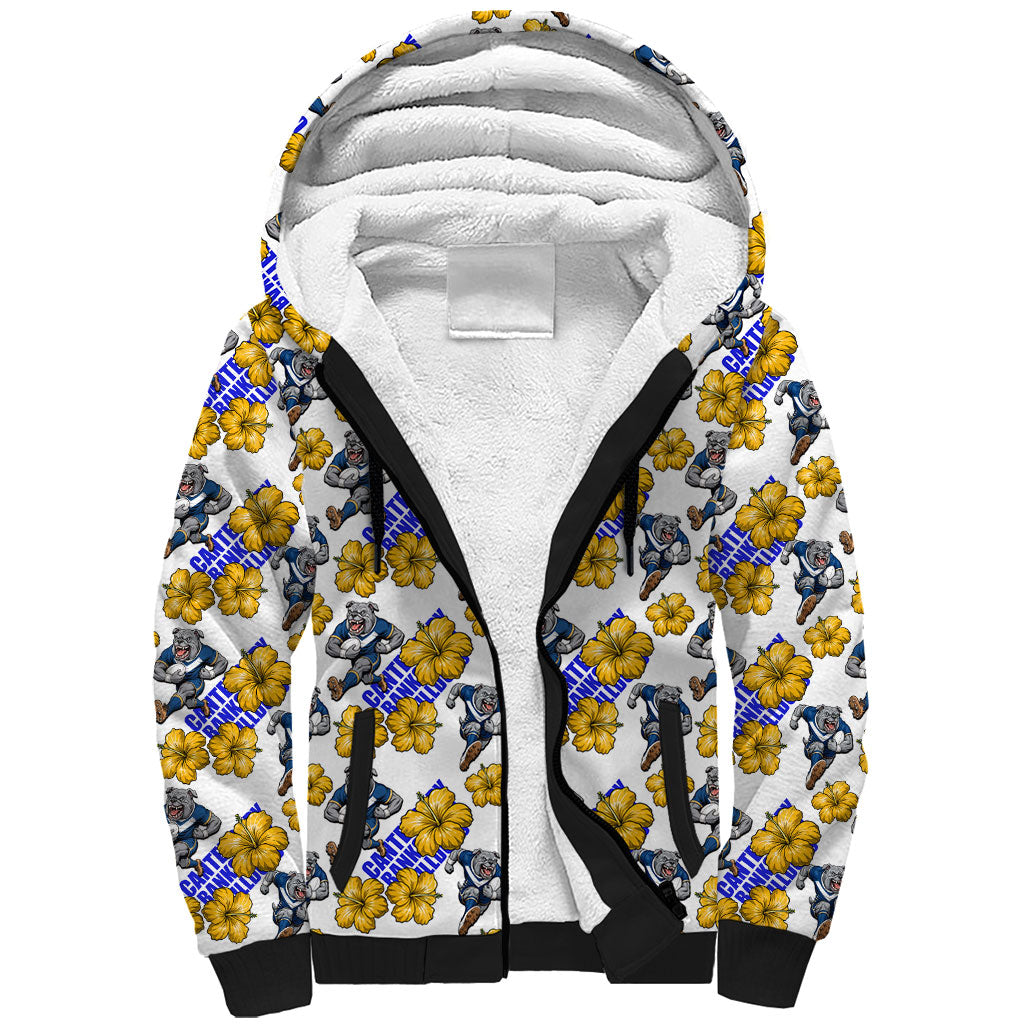 Canterbury-Bankstown Bulldogs Sherpa Hoodie Tropical Hibiscus Floral Seamless Rugby Mascot