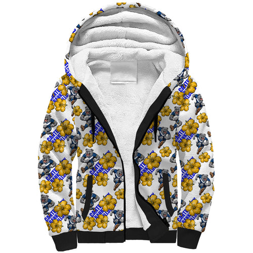 Canterbury-Bankstown Bulldogs Sherpa Hoodie Tropical Hibiscus Floral Seamless Rugby Mascot