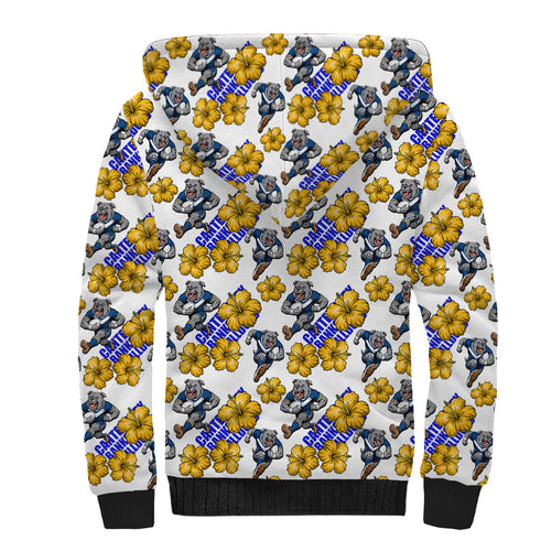 Canterbury-Bankstown Bulldogs Sherpa Hoodie Tropical Hibiscus Floral Seamless Rugby Mascot