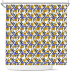 Canterbury-Bankstown Bulldogs Shower Curtain Tropical Hibiscus Floral Seamless Rugby Mascot