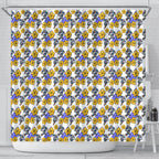 Canterbury-Bankstown Bulldogs Shower Curtain Tropical Hibiscus Floral Seamless Rugby Mascot