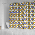 Canterbury-Bankstown Bulldogs Shower Curtain Tropical Hibiscus Floral Seamless Rugby Mascot