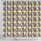 Canterbury-Bankstown Bulldogs Shower Curtain Tropical Hibiscus Floral Seamless Rugby Mascot