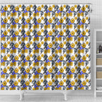 Canterbury-Bankstown Bulldogs Shower Curtain Tropical Hibiscus Floral Seamless Rugby Mascot