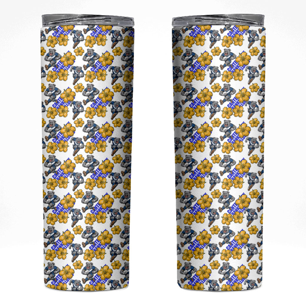 Canterbury-Bankstown Bulldogs Skinny Tumbler Tropical Hibiscus Floral Seamless Rugby Mascot