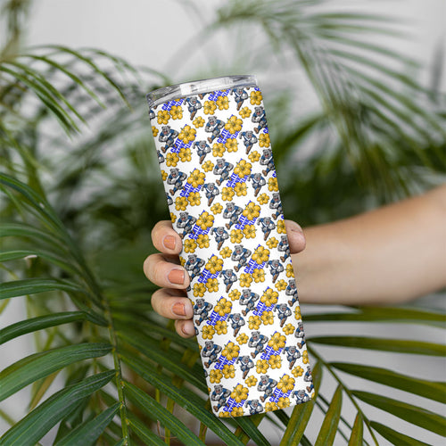 Canterbury-Bankstown Bulldogs Skinny Tumbler Tropical Hibiscus Floral Seamless Rugby Mascot