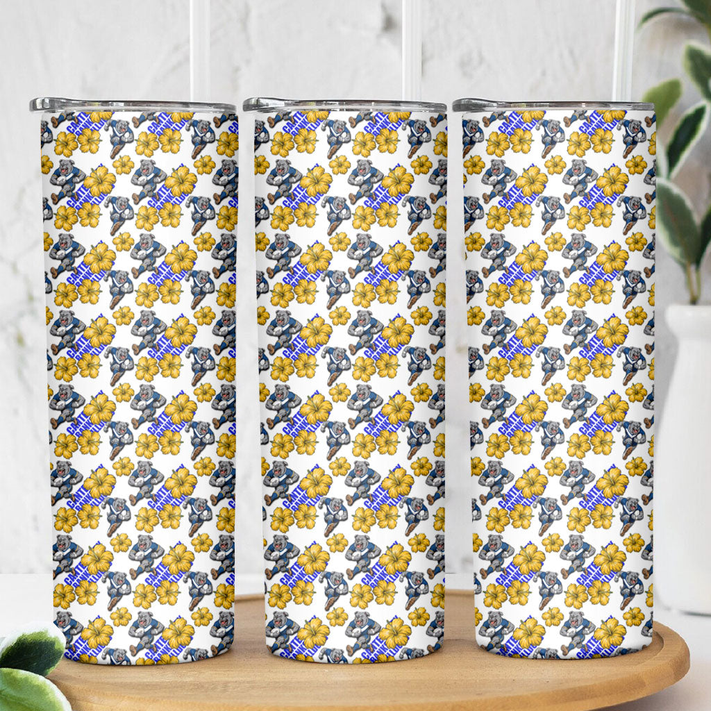 Canterbury-Bankstown Bulldogs Skinny Tumbler Tropical Hibiscus Floral Seamless Rugby Mascot