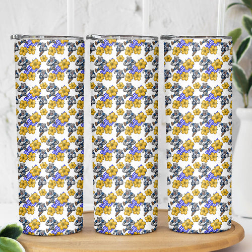 Canterbury-Bankstown Bulldogs Skinny Tumbler Tropical Hibiscus Floral Seamless Rugby Mascot