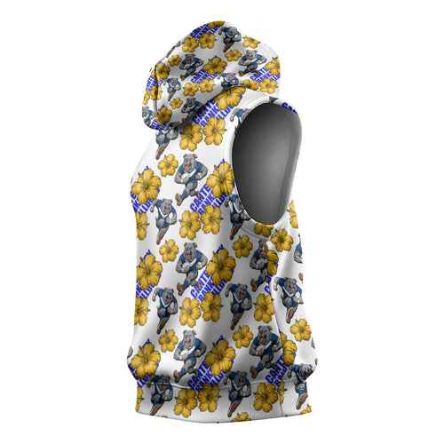 Canterbury-Bankstown Bulldogs Sleeveless Hoodie Tropical Hibiscus Floral Seamless Rugby Mascot