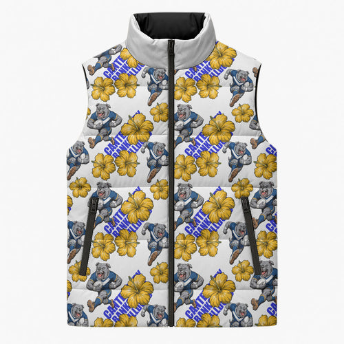 Canterbury-Bankstown Bulldogs Sleeveless Puffer Jacket Tropical Hibiscus Floral Seamless Rugby Mascot