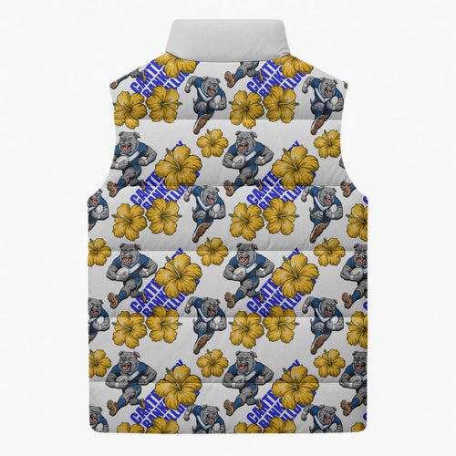 Canterbury-Bankstown Bulldogs Sleeveless Puffer Jacket Tropical Hibiscus Floral Seamless Rugby Mascot