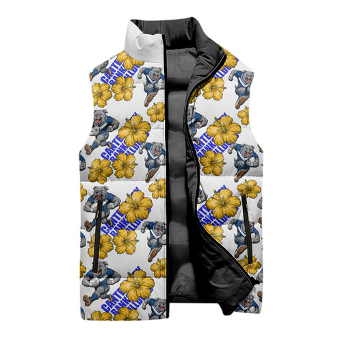 Canterbury-Bankstown Bulldogs Sleeveless Puffer Jacket Tropical Hibiscus Floral Seamless Rugby Mascot