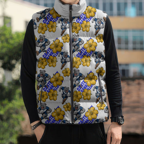 Canterbury-Bankstown Bulldogs Sleeveless Puffer Jacket Tropical Hibiscus Floral Seamless Rugby Mascot